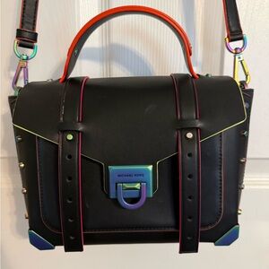 Michael Kors Black Crossbody Bag with Rainbow Accents